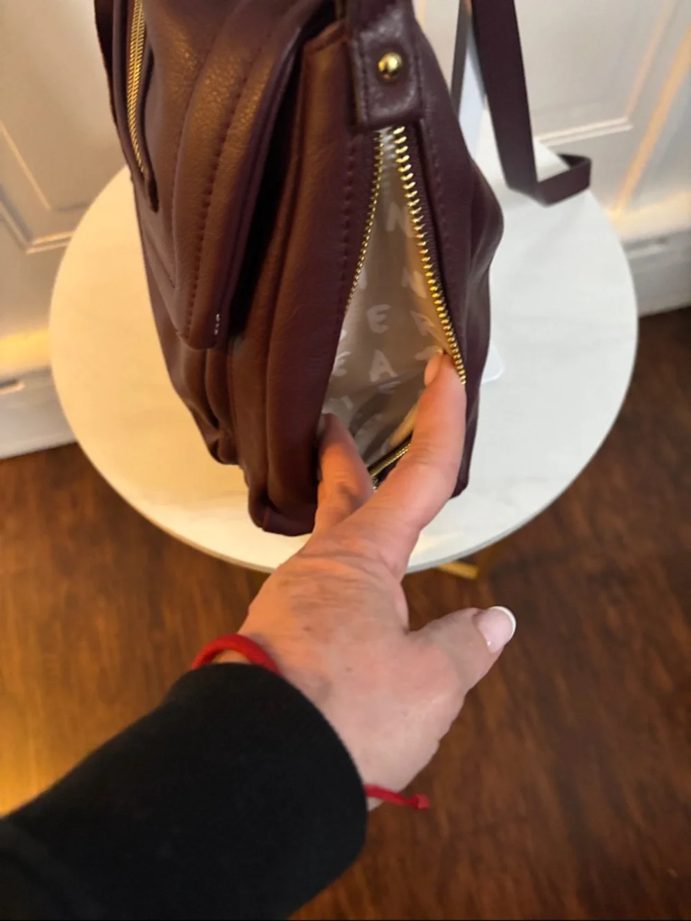 Aimee Kestenberg Pebble Leather Shoulder Bag in Burgundy with Gold Hardware - Picture 6 of 16